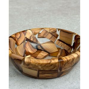 Contemporary <b>Wooden</b> and <b>Resin</b> Bowl <b>for</b> Dining <b>Table</b> Serving Use <b>for</b> Home Decor - Product Image 6
