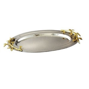 Hammered Metal <b>Serving</b> <b>Tray</b> Decorative Tableware <b>Tray</b> for Home Hotel and Restaurant Use Styling with Classy and Durable Finished - Product Image 2