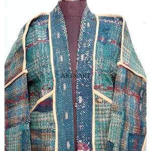 <b>Lightweight</b> Knitted Bohemian Kantha Reversible Eco-Friendly <b>Jacket</b> Colorful Handmade Embroidered Cotton for <b>Women</b> Winter <b>Summer</b> - Product Image 2