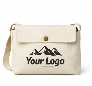Bolsa de maquillaje personalizada con logotipo a color, bolsa de compras de lona de algodón ecológica, suave y estructurada, con asa y correa para el hombro. - Product Image 1