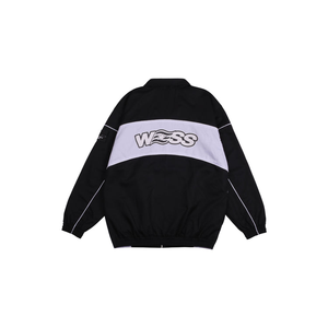 <b>Men's</b> Color Blocking Woven <b>Racer</b> <b>Jacket</b> Zipper Closure Stand Collar Sporty Style Breathable Polyester Spring Wear - Product Image 3