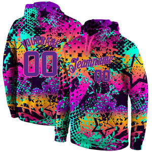 Sweat à capuche personnalisé en polaire unisexe, motif étoile multicolore, sublimation, respirant, coupe classique, poche, polyester - Product Image 1