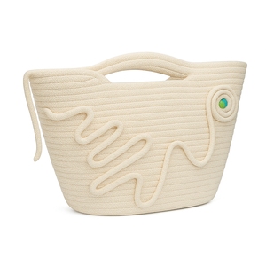 Sac fourre-tout réutilisable en coton tressé, résistant à l'eau, style bohème, fait main, écologique, pour femme, printemps-été, avec fermeture éclair | - Product Image 1