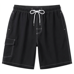 Pantalones Cortos de Baño para Hombre, Color Sólido, Secado Rápido, Ecológicos, Deportivos, Transpirables, Cintura Alta, con Cordón y Bolsillos, Estilo Casual, Largo Bermuda - Product Image 6
