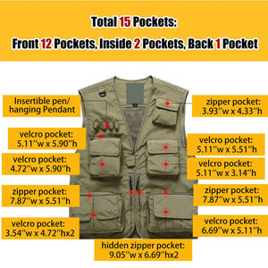 Gilet de chasse imperméable, coupe-vent et respirant en toile polyester/coton solide - Ajustable - Product Image 6