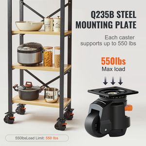 Set di 4 Ruote Livellanti per Mobili, Capacità di Carico 2200 Libbre, 2,5 Pollici, Rotazione a 360 Gradi, Design con Maniglia Migliorata - Product Image 5