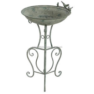 Baño para pájaros de metal de primera calidad para jardín, comedero de agua para exteriores, recipiente duradero de hierro resistente al óxido, pieza decorativa elegante. - Product Image 5