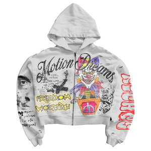 Private Label <b>White</b> Heavyweight Cotton Zip Up Hoodie Custom DTG Printed Streetwear Graphic <b>Sweatshirt</b> with Pocket for Men - Product Image 2