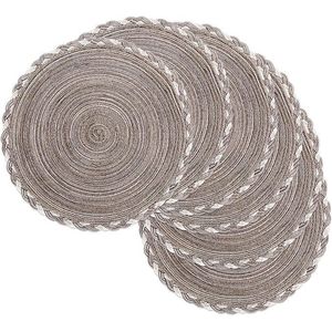 Set di 6 tovagliette rotonde da 15 pollici in tessuto intrecciato con glitter, multicolore, color caffè chiaro, per matrimoni, feste e occasioni speciali - Product Image 3