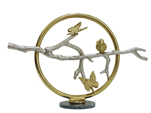 รูปปั้นมือพระพุทธรูปโกลเด้น วิทาร์กา มูดรา - รูปปั้นมือพระพุทธรูปอะลูมิเนียมตกแต่งบนฐานไม้ - ศิลปะตกแต่งบ้านสำหรับการทำสมาธิ เซน โยคะ - Product Image 5