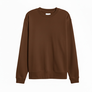เสื้อสเวตเชิ้ตคอกลมทรงโอเวอร์ไซส์ สีพื้น ผ้าถัก สำหรับทุกเพศ สวมใส่สบายๆ ในฤดูใบไม้ร่วง แขนยาว ทรงปกติ สีน้ำตาล - Product Image 1