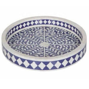 New Arrival Handcrafted Geometric Pattern Bone Inlay <b>Serving</b> <b>Tray</b> <b>Black</b> and White India Origin Multipurpose <b>Tray</b> Wholesale Price - Product Image 2