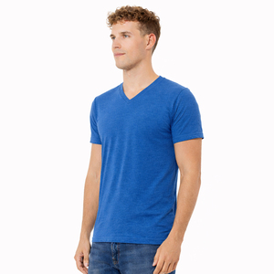 Camiseta de punto 100% algodón para hombre, cuello en V, ajuste regular, manga corta, color liso, transpirable, ecológica, en blanco para serigrafía - Product Image 6