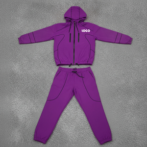 Survêtements de jogging vintage en nylon avec logo personnalisé, coupe-vent à fermeture éclair intégrale, ensemble deux pièces pour hommes - Product Image 5