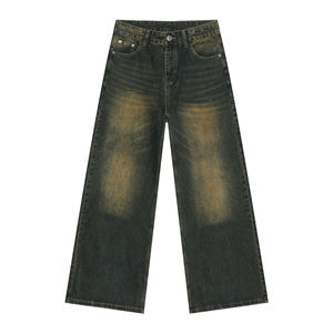 Pantalones Vaqueros Anchos de Pierna Recta, Estilo Casual, Lavados, para Hombre, Jeans Vintage de Moda - Product Image 1