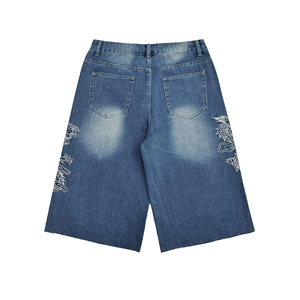 Pantalones Cortos Vaqueros Anchos Vintage Personalizados para Hombre, de Alta Calidad, Casuales, Estilo Urbano, con Múltiples Bolsillos, Verano, Venta al por Mayor OEM - Product Image 2