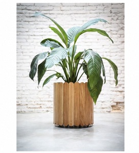Handcrafted Solid Wooden Slat Planter Eco-Friendly Flower <b>Pot</b> for Indoor Outdoor Garden Decor Wholesale Modern Plant <b>Holder</b> - Product Image 6