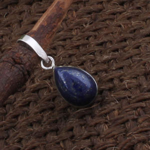จี้รูปหยดน้ำทำจากลาพิส ลาซูลีธรรมชาติจากอัฟกานิสถาน ประดับด้วยไพไรต์ พร้อมสร้อยเงินแท้ 925 สำหรับทำเครื่องประดับ - Product Image 1