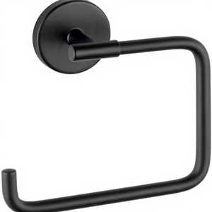 Matte Black <b>Hand</b> Towel <b>Holder</b> Stainless Steel Square Open Towel <b>Ring</b> Wall Mounted Bathroom Hardware Modern Face Towel Hanger Rac - Product Image 1