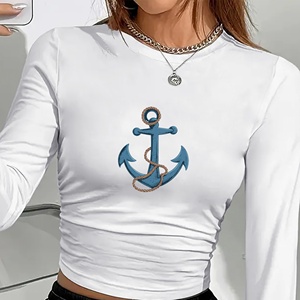 เสื้อเชิ้ตแขนยาวผู้หญิงลายถักเชือกสมอเรือสไตล์วินเทจ Y2K - Product Image 2