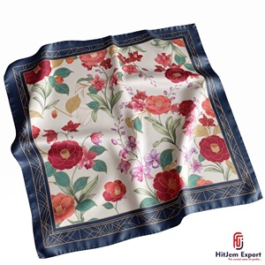 High Quality Custom Digital Print Square <b>Scarf</b> Lightweight <b>Silk</b> Fabric OEM ODM Manufacturer Madeira Custom Fabric Products - Product Image 3
