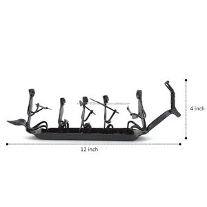 งานฝีมือของชนเผ่าทำจากทองเหลืองอินเดียรูปเรือโบราณ Kerala ศิลปะ (สีดำ12x4นิ้ว) รูปปั้นตกแต่งบ้านและสำนักงานขายดี - Product Image 3