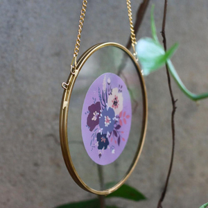 Cadre photo miniature rond en verre transparent avec bordure en laiton, qualité exceptionnelle, prix raisonnable, décoration murale, décoration florale - Product Image 6