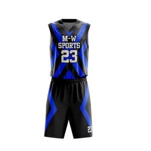 Ensembles de basketball pour hommes sans manches, personnalisés, imprimés par transfert thermique, 100 % polyester, respirants et à séchage rapide, pour équipes de basketball - Product Image 1