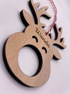 Adorno Navideño de Madera Personalizado con Forma de Ciervo, Nombre Grabado Wanda, Objetos Decorativos Navideños, Decoración para Colgar en la Pared, Diseño Tradicional - Product Image 6