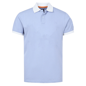Camisa de Manga Corta para Hombre, Color Azul Claro, 100% Algodón Piqué, Corte Regular, Informal, Transpirable, Diseño Sólido, 200g - Product Image 1