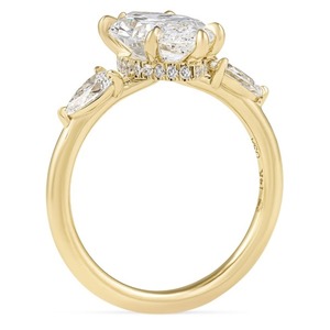 2.89 Carat Marquise Lab Diamond Tension Set Three-Stone Signature Wrap Yellow <b>Gold</b> Rhodium Plated IGI Certified Luxury <b>Ring</b> - Product Image 3