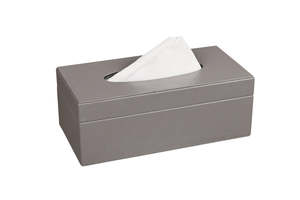 Caja de pañuelos y servilletero de cuero vegano de lujo, ecológico, con núcleo de MDF y detalles en azul marino para decoración de coches clásicos y oficinas. - Product Image 4