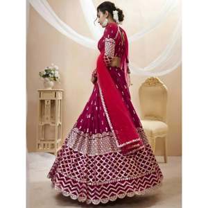 Bridesmaid Lehenga Choli in Dark Pink with Mesmerizing <b>Sequins</b> Work on Georgette - Product Image 3
