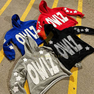 Hoodies brodés en coton mélangé pour usage extérieur, style décontracté, pour l'hiver, avec broderie effet vieilli - Product Image 2