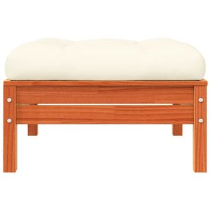 Juego de 2 taburetes de patio de madera de pino maciza color marrón cera con cojines, juego de muebles de patio - Product Image 6