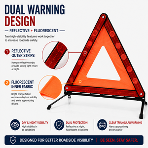 Triangle de signalisation d'urgence pliable réfléchissant avec film réfléchissant de quatrième qualité pour la sécurité routière des véhicules ECE R27 - Product Image 2