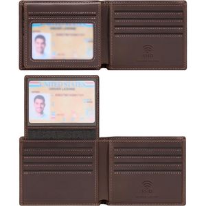 Portafoglio Bifold da Uomo in Vera Pelle Fatto a Mano con 2 Finestre per Documenti, Design Elegante con Blocco RFID, Include Confezione Regalo - Product Image 1