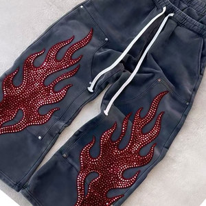 Pantalon de survêtement oversize en double tissu de haute qualité pour homme, style streetwear, coupe large, baggy, pour l'entraînement - Product Image 6