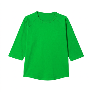 T-shirt décontracté pour homme, col rond, manches raglan, noir, coupe ample, couleur unie, 100% coton, impression par transfert par sublimation - Product Image 3