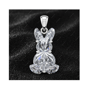 Colgantes y Dijes de Joyería Fina de Plata 925 Chapados en Oro con Conejo de Pie, Certificados GIA IGI, Diamantes Cultivados en Laboratorio de 1ct DEF VVS VS, Regalos - Product Image 1