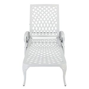 193*64.5*93cm White Cast Aluminum Courtyard Sun Lounger with Adjustable <b>Backrest</b> Bed Lying Feature - Product Image 2