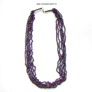 Collar de Cuentas de Ganchillo Natural para Mujer, Collar de Cuentas Moradas en Capas, Artesanía India, Joyería Étnica Contemporánea de Lujo a Precio de Mayoreo - Product Image 3