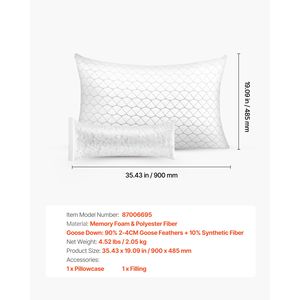Cuscino King Size di Lusso per Hotel, Riscaldato, con Imbottitura in Memory Foam, Regolabile e Supportivo, per Dormire, Include Natur - Product Image 2