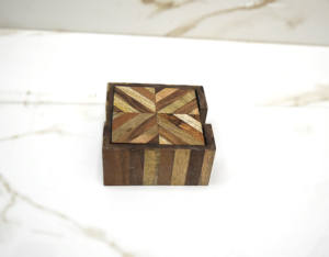 Lot de 6 sous-verres de décoration de table de mariage polis personnalisés Tapis de table en bois d'acacia et manguier Support de dessous de verre en bois de qualité - Product Image 1