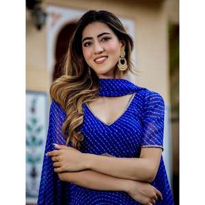 Cautivador azul Laheriya estampado Georgette diseñador semicosido Lehenga Choli por Zeel ropa - Product Image 4