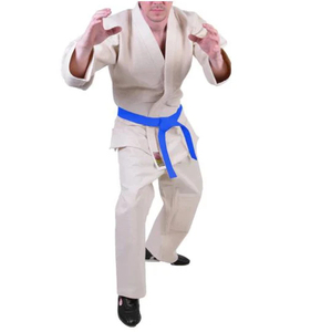 Uniforme de Karate para Hombre, 100% Algodón, Transpirable, Blanco con Cinturón Azul, Talla Adulto, Corte Regular, Ropa de Artes Marciales - Product Image 6