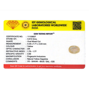 Natural Yellow Sapphire 3.05 Carat Oval Cut Loose Gemstone for Fine Jewelry - Product Image 4