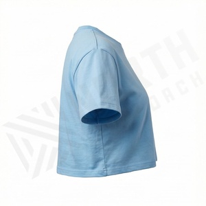 เสื้อครอปท็อปผ้าฝ้ายสีพื้นแบบกำหนดเองสำหรับผู้หญิง พิมพ์ลายดิจิทัล สไตล์สตรีทแวร์ ออกกำลังกาย ฟิตเนส เสื้อยืดสำหรับออกกำลังกาย - Product Image 3