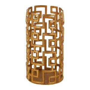 Lanterne porte-bougie cylindrique moderne en métal ajouré, motif clé grecque géométrique, support votif pour mariage, table et décoration intérieure - Product Image 2