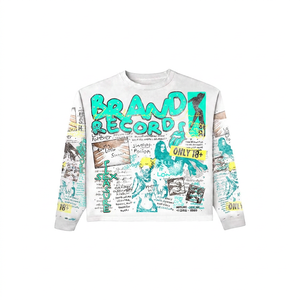 Long Sleeve T-Shirt <b>Men's</b> Street Style Printed Cotton Jersey O-Neck Regular Fit With Pattern Front Logo - Product Image 3